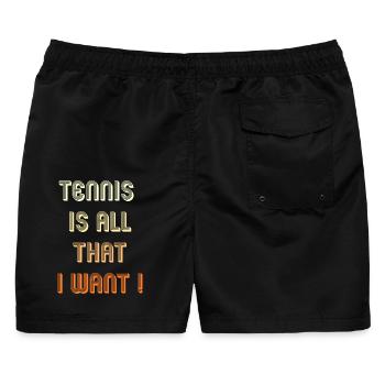 Tennis T-Shirt Tennis is All that I Want - Männer Badeshorts - Schwarz - Hinten - AI Model Male 178 light (178cm)