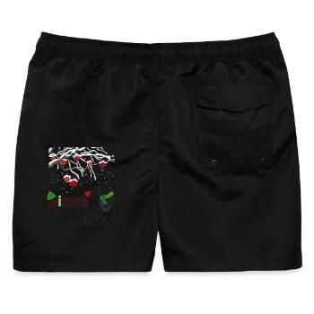 Winter Fuchs - Männer Badeshorts - Schwarz - Hinten - AI Model Male 178 light (178cm)