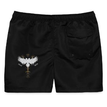 Wikinger - Hugin und Munin – Die Raben Odins - Männer Badeshorts - Schwarz - Hinten - AI Model Male 178 light (178cm)