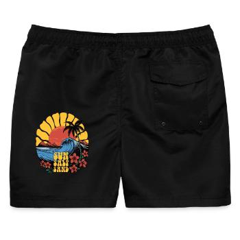 Sun, Salt, Sand! Beach Shirt! - Männer Badeshorts - Schwarz - Hinten - AI Model Male 178 light (178cm)