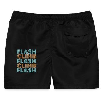 flash climb klettern bouldern stylische Schrift - Männer Badeshorts - Schwarz - Hinten - AI Model Male 178 light (178cm)