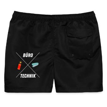 BUROTECHNIK - Männer Badeshorts - Schwarz - Hinten - AI Model Male 178 light (178cm)