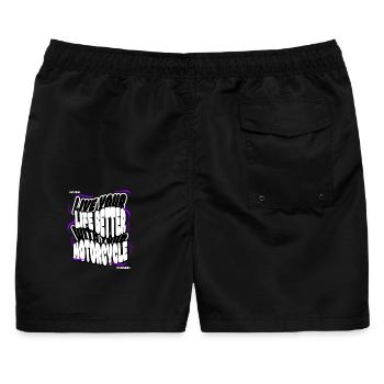 Motorcycle x MR DESIGNS  - Männer Badeshorts - Schwarz - Hinten - AI Model Male 178 light (178cm)