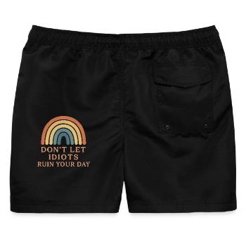 don t let idiots ruin your day - Männer Badeshorts - Schwarz - Hinten - AI Model Male 178 light (178cm)