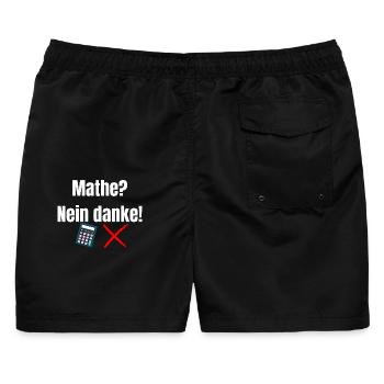 Mathe-_Nein_danke- - Männer Badeshorts - Schwarz - Hinten - AI Model Male 178 light (178cm)