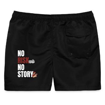 No Risk No Story - Motivational Quote - Männer Badeshorts - Schwarz - Hinten - AI Model Male 178 light (178cm)