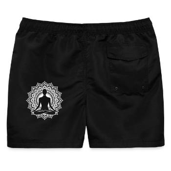 Meditation Chakra - Männer Badeshorts - Schwarz - Hinten - AI Model Male 178 light (178cm)