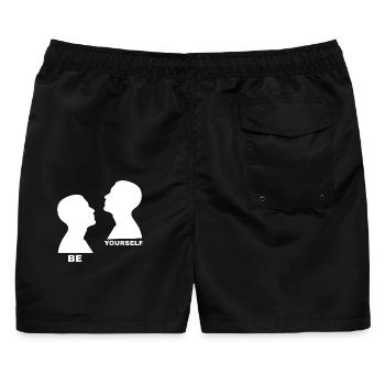 Be Yourself – Minimalistisches Motiv - Männer Badeshorts - Schwarz - Hinten - AI Model Male 178 light (178cm)