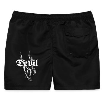 Dämonische Ranken Gothic Schrift, Devil Streetwear - Männer Badeshorts - Schwarz - Hinten - AI Model Male 178 light (178cm)