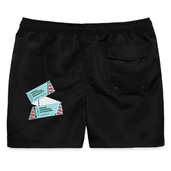 GODNEWS Alltagstourist*in »Ticket« - Männer Badeshorts - Schwarz - Hinten - AI Model Male 178 light (178cm)