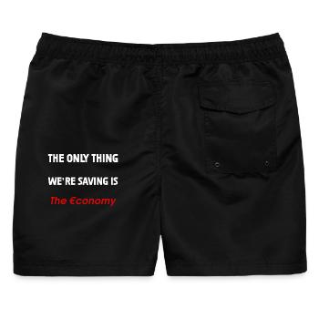 Rettung der Wirtschaft - Männer Badeshorts - Schwarz - Hinten - AI Model Male 178 light (178cm)