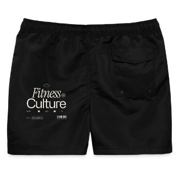 Fitness Culture Never Give Up Typo Streetwear - Männer Badeshorts - Schwarz - Hinten - AI Model Male 178 light (178cm)
