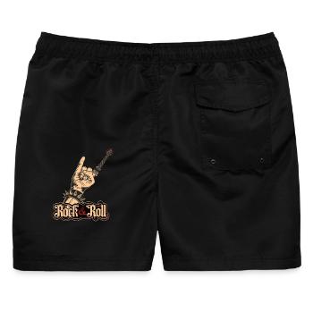 Musiker Gitarre Guitar Rock & Roll Rocker Geschenk - Männer Badeshorts - Schwarz - Hinten - AI Model Male 178 light (178cm)