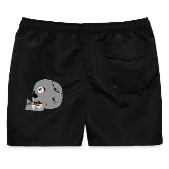 Schädel - Männer Badeshorts - Schwarz - Hinten - AI Model Male 178 light (178cm)