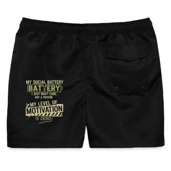 Soziale Batterie ohne Motivation - Männer Badeshorts - Schwarz - Hinten - AI Model Male 178 light (178cm)