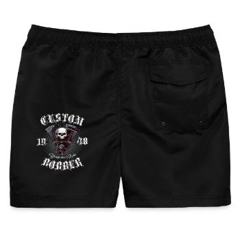 Bobber Chopper Motorrad Design - Männer Badeshorts - Schwarz - Hinten - AI Model Male 178 light (178cm)