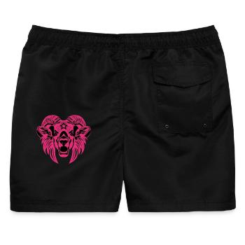 Tierkopf – Fabeltier, Tier, Löwe, Bock, Ram, Buck - Männer Badeshorts - Schwarz - Hinten - AI Model Male 178 light (178cm)