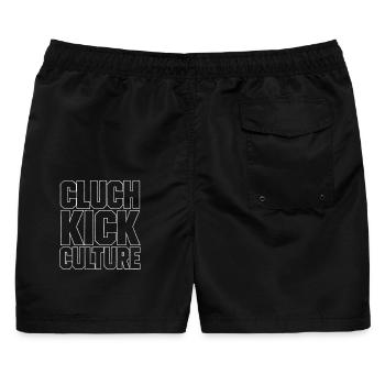 Cluch Kick Culture Drift Szene Design - Männer Badeshorts - Schwarz - Hinten - AI Model Male 178 light (178cm)
