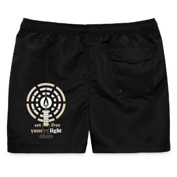 Golden Glow – Minimalistische Art-Déco-Kerze - Männer Badeshorts - Schwarz - Hinten - AI Model Male 178 light (178cm)