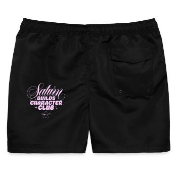 Saturn Charakterclub Print - Männer Badeshorts - Schwarz - Hinten - AI Model Male 178 light (178cm)