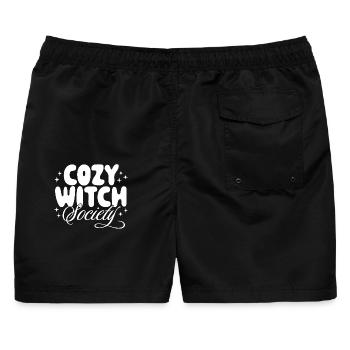 Kuschelige Hexen-Gesellschaft - Männer Badeshorts - Schwarz - Hinten - AI Model Male 178 light (178cm)
