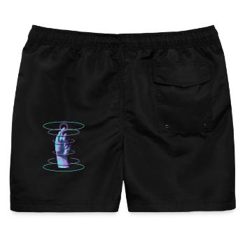 Techno Hand Hypnotic Rave DJ – Techno Musik - Männer Badeshorts - Schwarz - Hinten - AI Model Male 178 light (178cm)