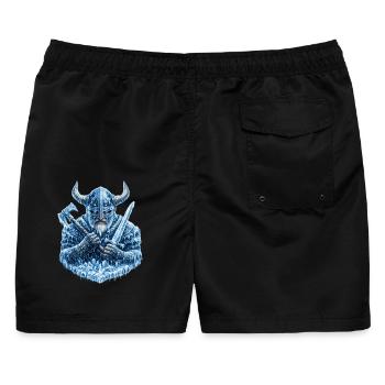Viking Frost Warrior – Nordischer Eishelm Krieger  - Männer Badeshorts - Schwarz - Hinten - AI Model Male 178 light (178cm)