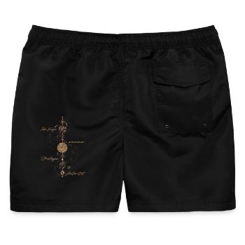 Human Design - Strategie & Autorität - Boho-Stil - Männer Badeshorts - Schwarz - Hinten - AI Model Male 178 light (178cm)