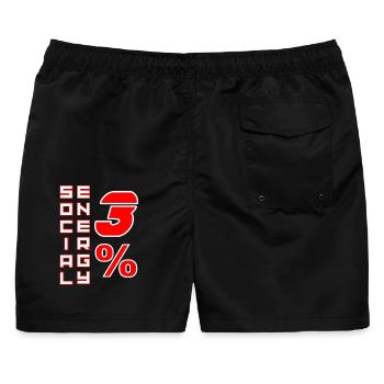 Soziale Energie 3 Prozent – Boldi Graphics - Männer Badeshorts - Schwarz - Hinten - AI Model Male 178 light (178cm)