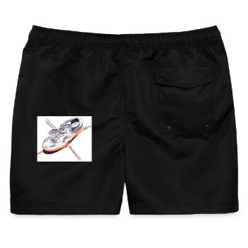 Unterwegs: Skizzen und Strichen eines Sneakers - Männer Badeshorts - Schwarz - Hinten - AI Model Male 178 light (178cm)