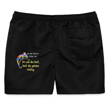 An die Person hinter mir - Männer Badeshorts - Schwarz - Hinten - AI Model Male 178 light (178cm)