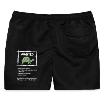 Wanted Schildkröte – Lustiges Western Tier Design - Männer Badeshorts - Schwarz - Hinten - AI Model Male 178 light (178cm)