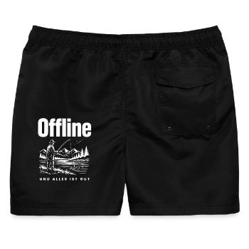 Natur statt Handy - Männer Badeshorts - Schwarz - Hinten - AI Model Male 178 light (178cm)