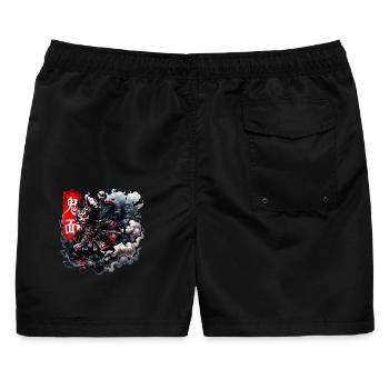Oni Mask Fearless Spirit - Männer Badeshorts - Schwarz - Hinten - AI Model Male 178 light (178cm)