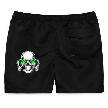 Schädel mit grünen Fischaugen - Männer Badeshorts - Schwarz - Hinten - AI Model Male 178 light (178cm)