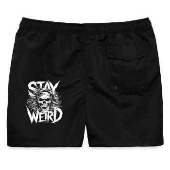 Stay Weird Vibes - Männer Badeshorts - Schwarz - Hinten - AI Model Male 178 light (178cm)