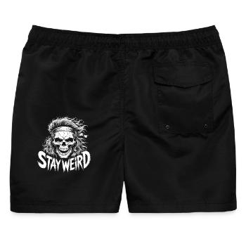 Stay Weird Skull - Männer Badeshorts - Schwarz - Hinten - AI Model Male 178 light (178cm)