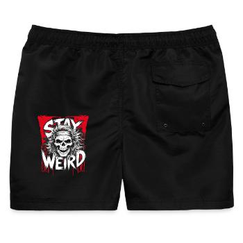 Stay Weird Skull - Männer Badeshorts - Schwarz - Hinten - AI Model Male 178 light (178cm)