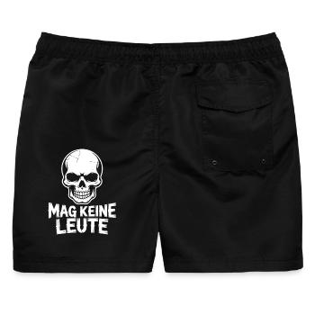 Schädeldesign: Mag Keine Leute - Männer Badeshorts - Schwarz - Hinten - AI Model Male 178 light (178cm)