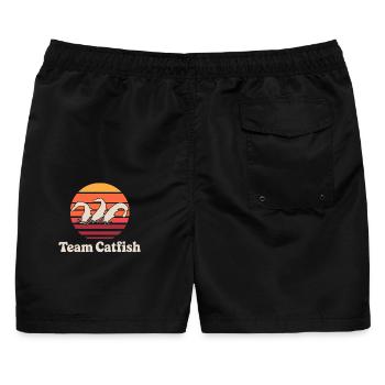 Wels Angeln - Männer Badeshorts - Schwarz - Hinten - AI Model Male 178 light (178cm)