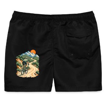 Gravel Abenteuer - Männer Badeshorts - Schwarz - Hinten - AI Model Male 178 light (178cm)