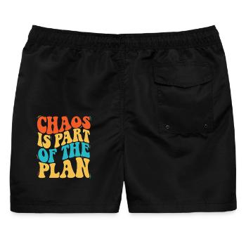 Chaos Is Part of the Plan - Männer Badeshorts - Schwarz - Hinten - AI Model Male 178 light (178cm)