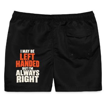 Linkshänder, aber immer rechts – lustiges Zitat. - Männer Badeshorts - Schwarz - Hinten - AI Model Male 178 light (178cm)