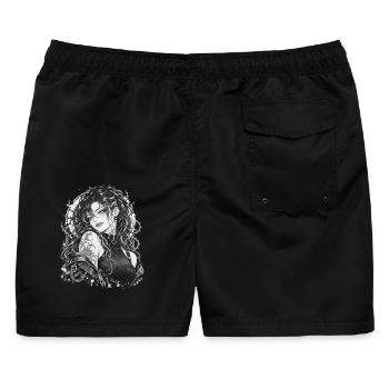 Gothic Anime Vampir – Monochromer Dornen-Halo - Männer Badeshorts - Schwarz - Hinten - AI Model Male 178 light (178cm)