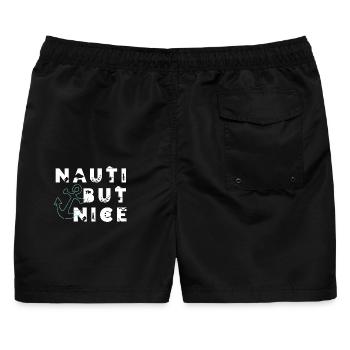 Nauti but nice – Segel Spruch Wortspiel Geschenk - Männer Badeshorts - Schwarz - Hinten - AI Model Male 178 light (178cm)