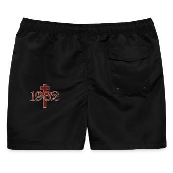 Lothringenkreuz 1932 - Männer Badeshorts - Schwarz - Hinten - AI Model Male 178 light (178cm)