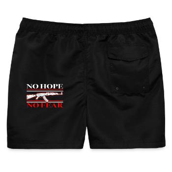 Sicherheit und Mut im militärischen Stil - Männer Badeshorts - Schwarz - Hinten - AI Model Male 178 light (178cm)
