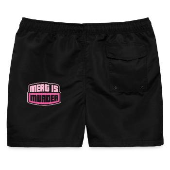 Vegan Statement - Männer Badeshorts - Schwarz - Hinten - AI Model Male 178 light (178cm)
