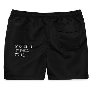If You See Me In Public It’s AI Viral Trend Spruch - Männer Badeshorts - Schwarz - Hinten - AI Model Male 178 light (178cm)