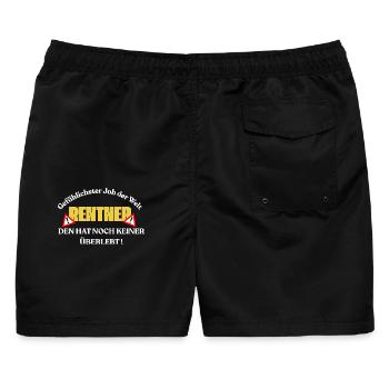 Gefährlichster Job Rentner Spruch - Männer Badeshorts - Schwarz - Hinten - AI Model Male 178 light (178cm)